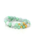 Baikalla Jewelry jade beads bracelet 24K Pure Yellow Gold Money Beads With Genuine Green Jade Round Beads Bracelet ( 9 mm )