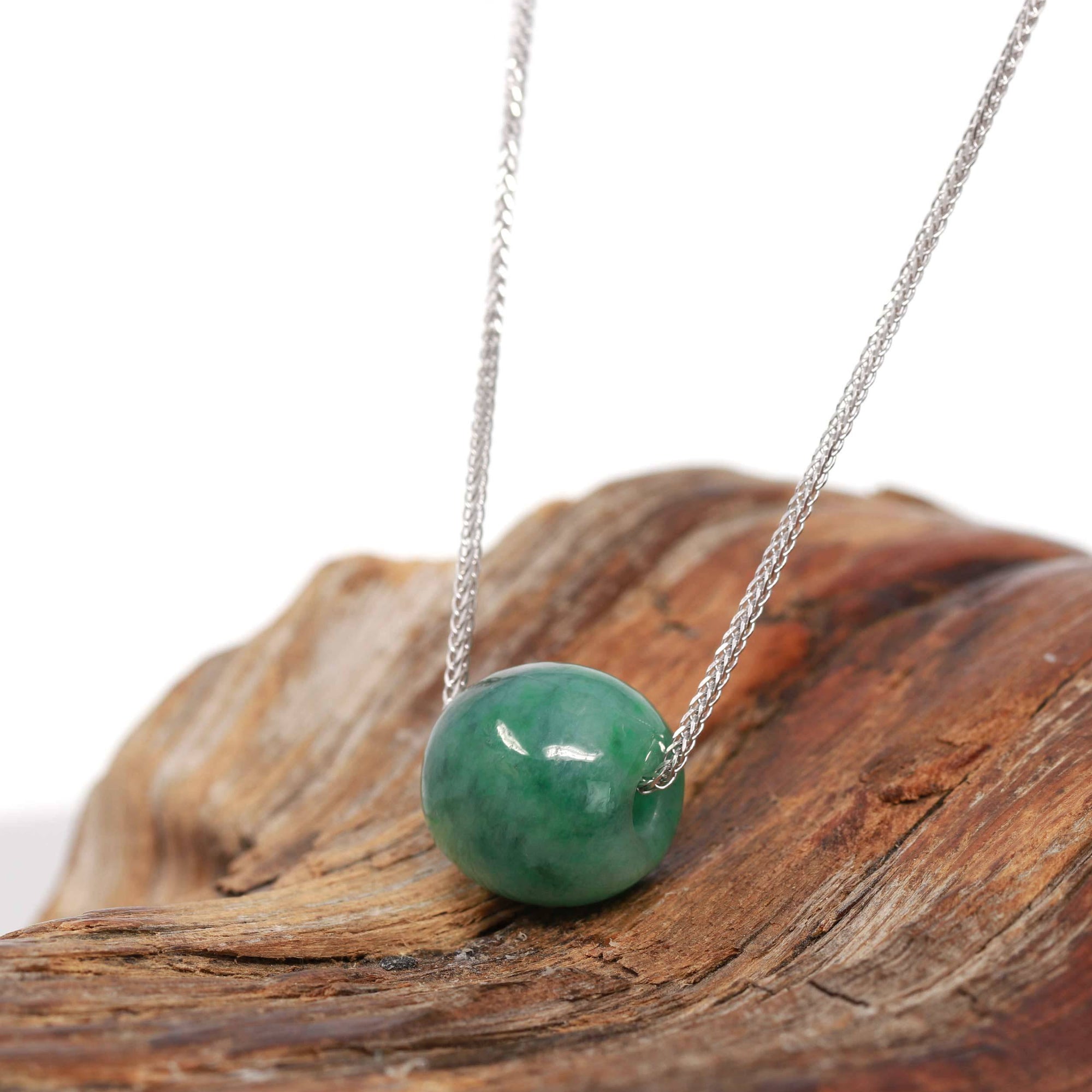 Baikalla Jewelry Jade Pendant Necklace Baikalla™ "Good Luck Button" Necklace Real Blue-Green Jade Lucky TongTong Pendant Necklace