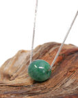 Baikalla Jewelry Jade Pendant Necklace Baikalla™ "Good Luck Button" Necklace Real Blue-Green Jade Lucky TongTong Pendant Necklace