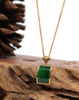 Baikalla Jewelry 18k Gold Jadeite Pendant 18k White Gold Genuine Burmese Jadeite Bamboo Pendant Necklace With Diamond