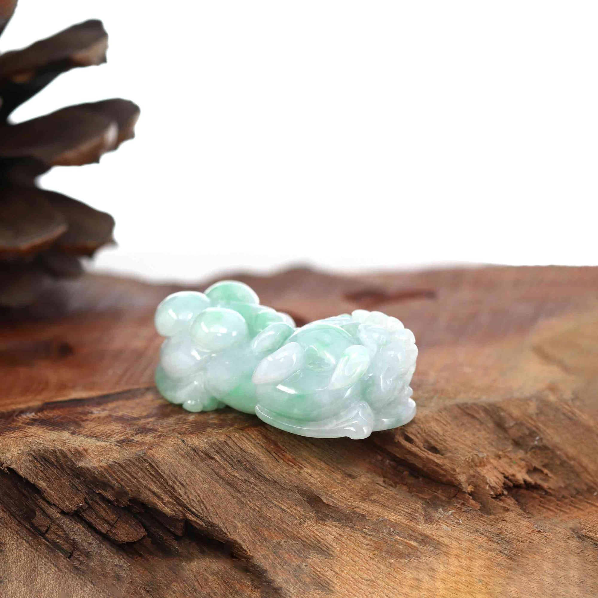 Baikalla Jewelry genuine jadeite carving Genuine Burmese Green Jadeite Jade PiXiu Pendant Necklace