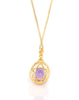 Baikalla Jewelry Gemstone Pendant Necklace 24K Yellow Gold Genuine AA Royal Amethyst Pendant Necklace With CZ