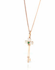 Baikalla Jewelry 18k Gold Jadeite Necklace Baikalla™ "Jadeite Good Luck Key" 18k Rose Gold Genuine Burmese Jadeite Necklace With Diamonds