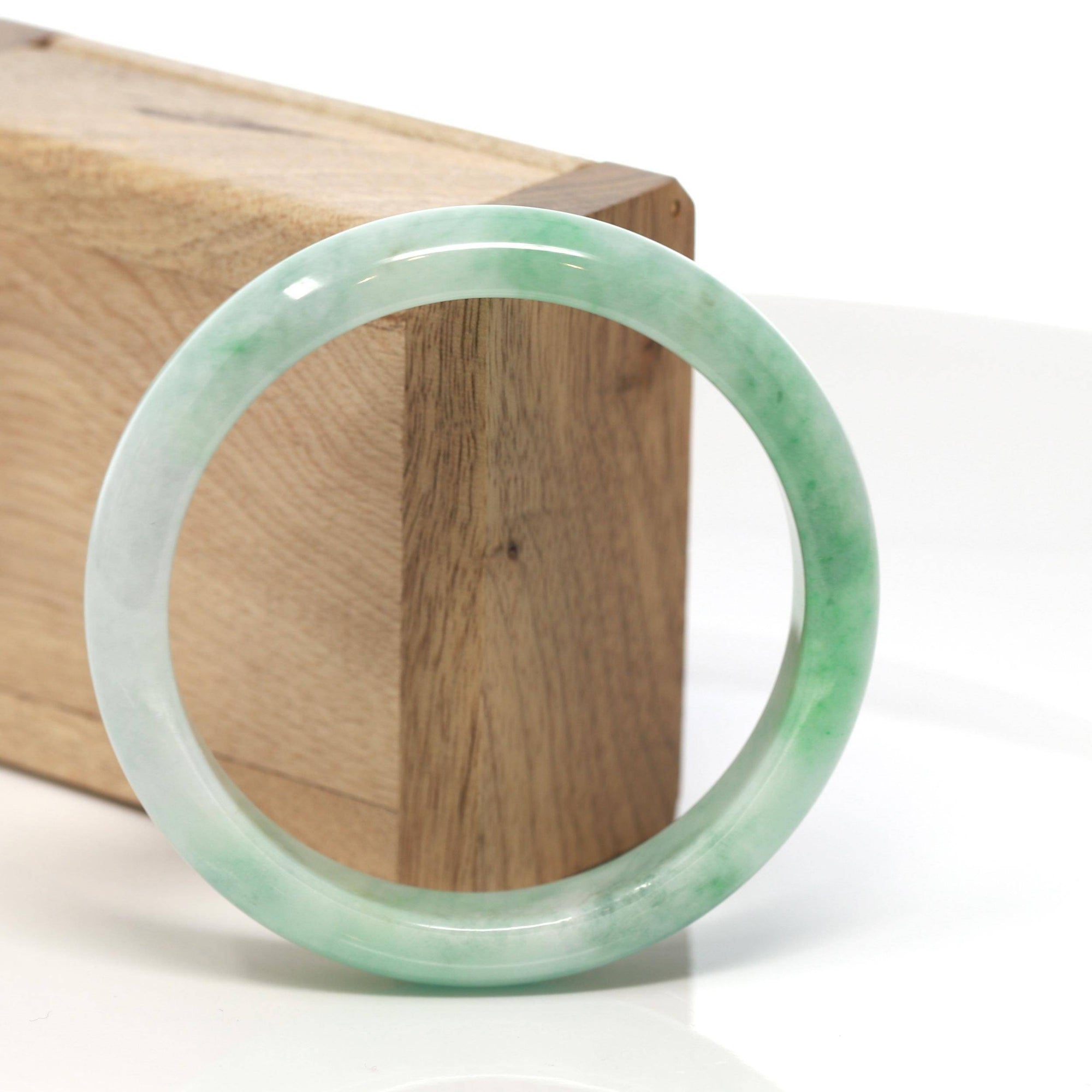 Baikalla Jewelry Jadeite Jade Bangle Bracelet Baikalla™ &quot;Classic Bangle&quot; Genuine Burmese Green Jadeite Jade Bangle Bracelet ( 56.13 mm) 