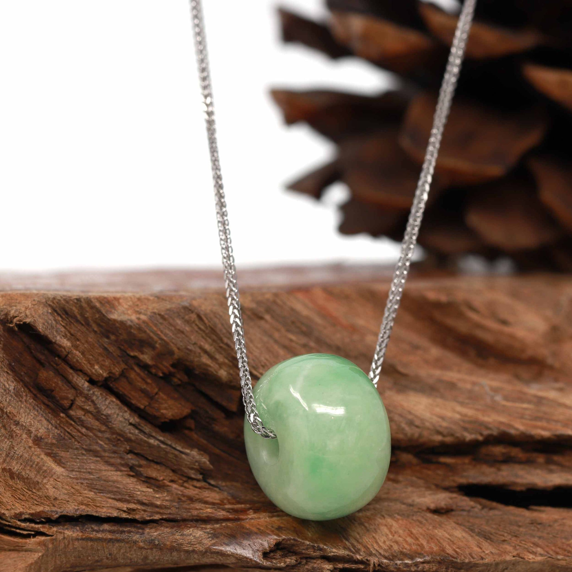 Baikalla Jewelry Jade Pendant Necklace Baikalla™ "Good Luck Button" Necklace Real Rich Green Jade Lucky KouKou Pendant Necklace