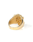 Baikalla Jewelry Gold Diamond Men's Ring 14k Solid Yellow Gold Nugget Men's Lion Band Ring