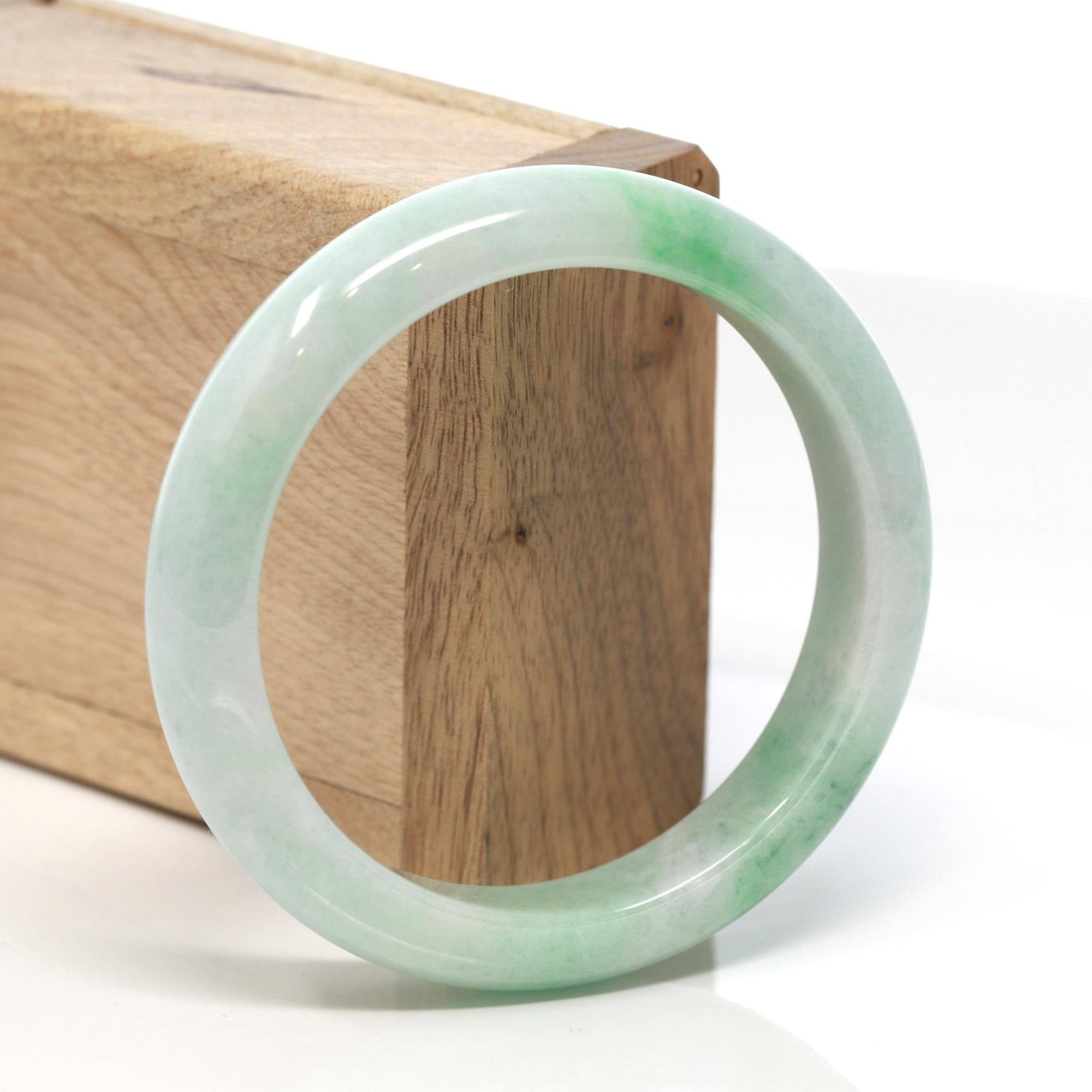 Baikalla Jewelry Jadeite Jade Bangle Bracelet Baikalla™ &quot;Classic Bangle&quot; Genuine Burmese Green Jadeite Jade Bangle Bracelet ( 58.15 mm) 