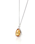 Baikalla Jewelry Gemstone Pendant Necklace 14k White Gold AAA Citrine Tear Drop Necklace with Diamonds