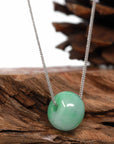 Baikalla Jewelry Jade Pendant Necklace Baikalla™ "Good Luck Button" Necklace Real Deep Green Jade Lucky TongTong Pendant Necklace