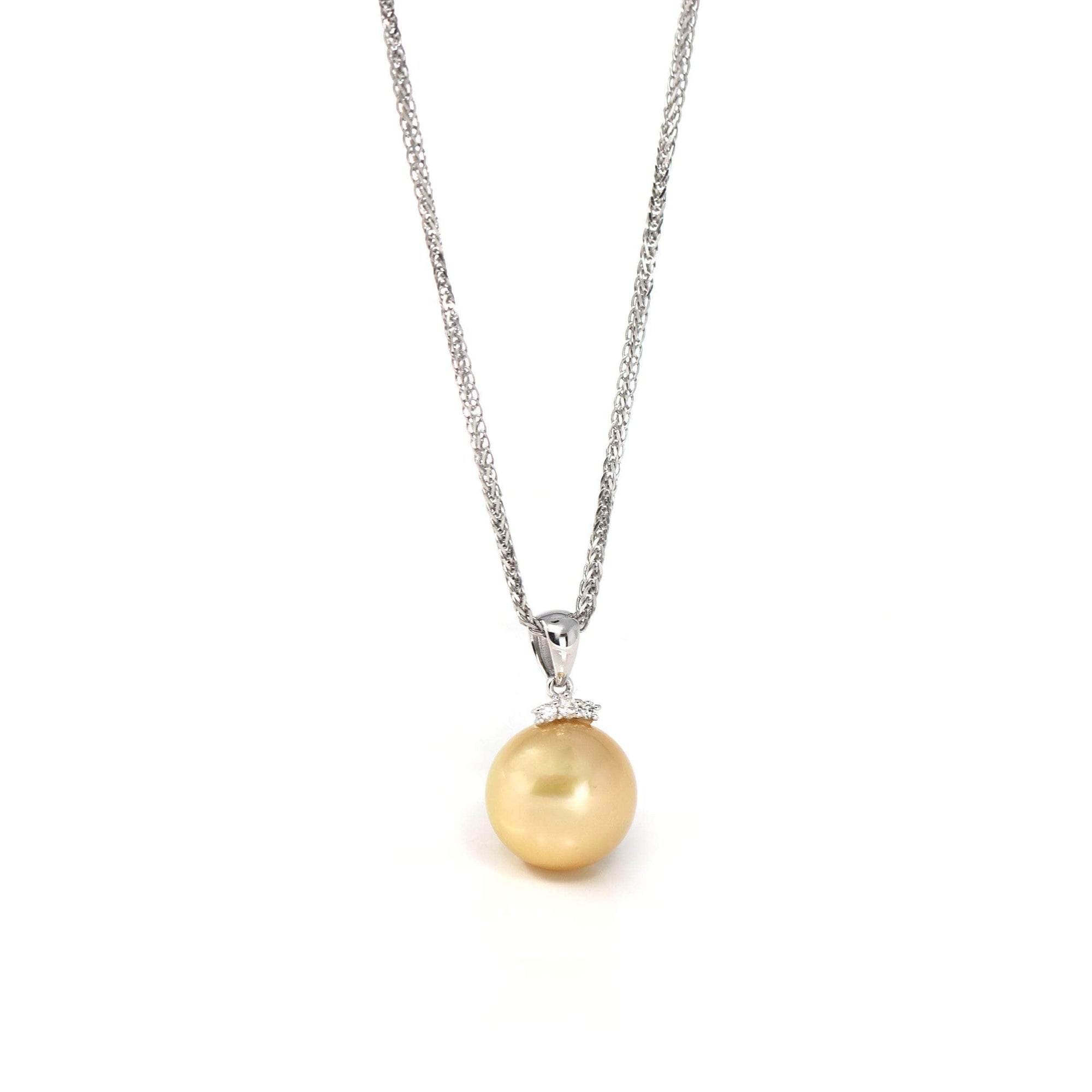 Baikalla Jewelry Gemstone Pendant Necklace 18k White Gold Golden Pearl Necklace With Diamond