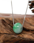 Baikalla Jewelry Jade Pendant Necklace Baikalla™ "Good Luck Button" Necklace Real Deep Green Jade Lucky TongTong Pendant Necklace