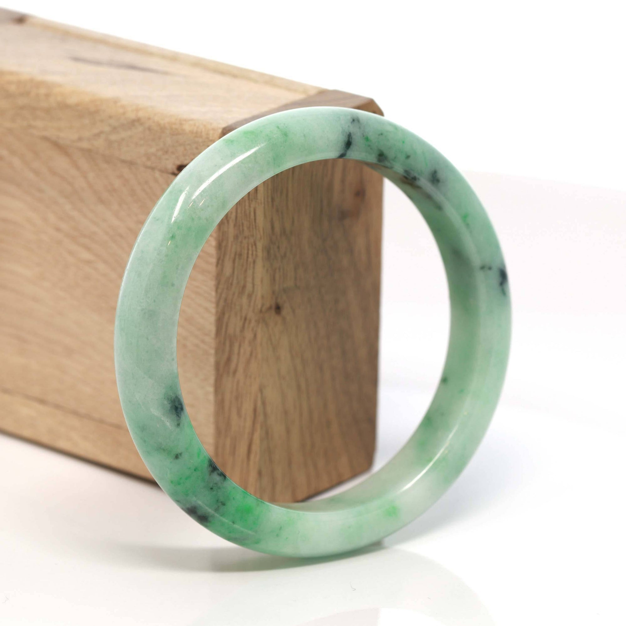 Baikalla Jewelry Jadeite Jade Bangle Bracelet Baikalla™ &quot;Classic Bangle&quot; Genuine Burmese Green Jadeite Jade Bangle Bracelet (58.4 mm) 