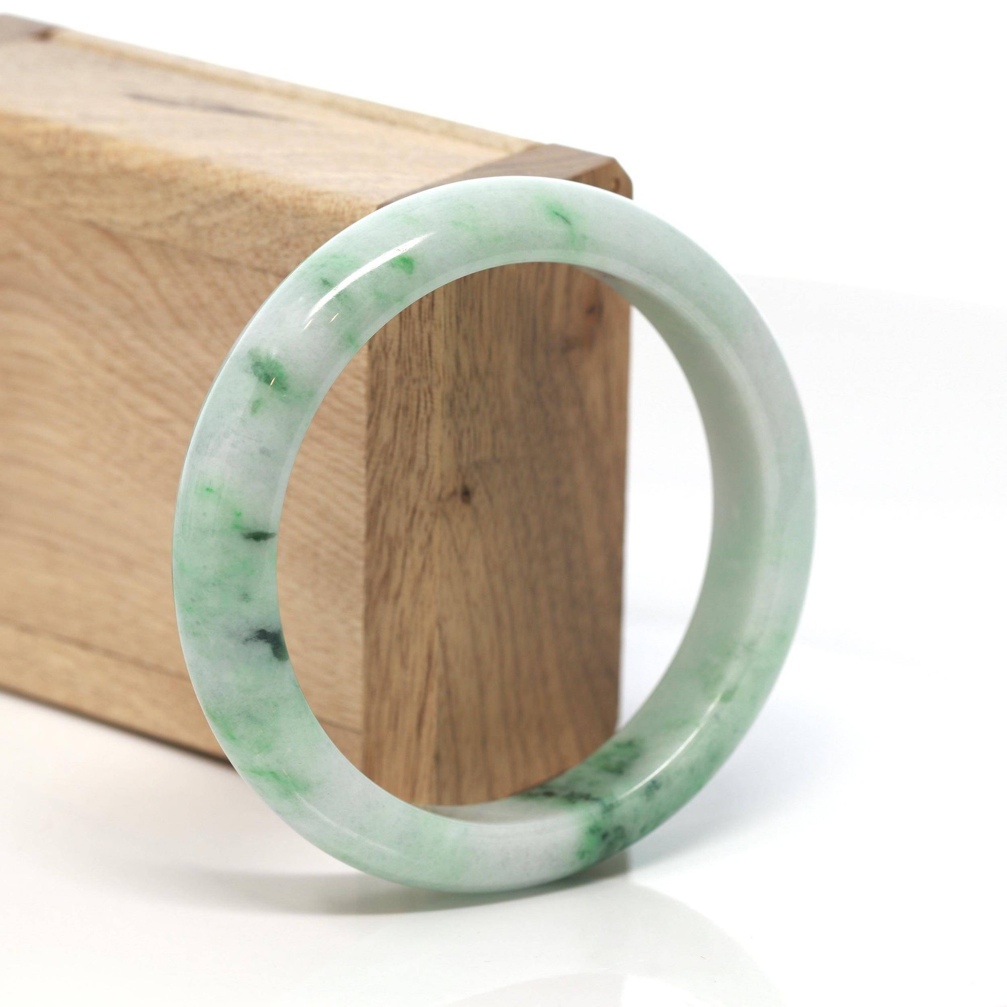 Baikalla Jewelry Jadeite Jade Bangle Bracelet Baikalla™ "Classic Bangle" Genuine Burmese Green Jadeite Jade Bangle Bracelet (58.4 mm) #168