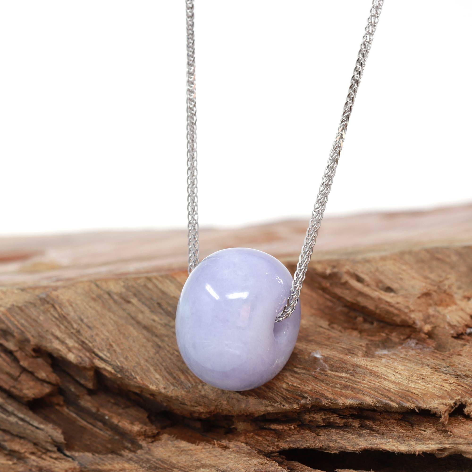 Baikalla Jewelry Jade Pendant Necklace Baikalla™ "Good Luck Button" Necklace Real Lavender Jade Lucky KouKou Pendant Necklace