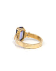 Baikalla Jewelry Gold Tanzanite Ring 18k Yellow Gold Natural Emerald Cut Tanzanite Diamond Anniversary Ring