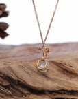 Baikalla Jewelry 18k Gold Jadeite Necklace 18K Rose Gold "Morning Glory" Genuine Ice Jadeite Jade Pendant with Diamonds