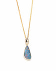 Baikalla Jewelry Gemstone Pendant Necklace Baikalla 14k Yellow Gold Freeform Australian Blue Opal Bezel Set Necklace