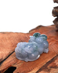 Baikalla Jewelry genuine jadeite carving Baikalla™ Pi Xiu Genuine Burmese Blue Green Icy Jadeite Jade PiXiu Pendant Necklace (FengShui Lucky)