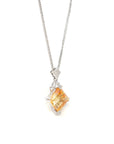 Baikalla Jewelry Gemstone Pendant Necklace 18k White Gold Princess Cut AA Citrine Necklace With Diamonds