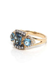 Baikalla Jewelry 14K Gold Tourmaline Ring 14k Yellow Gold 3 Stone Natural AAA 3ct Topaz Ring with 1/3 cttw Diamonds