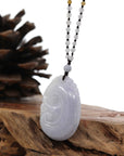 Baikalla Jewelry Jade Guanyin Pendant Necklace Genuine Lavender Jadeite Jade RuYi Pendant Necklace With Real Jadeite jade Beads Necklace