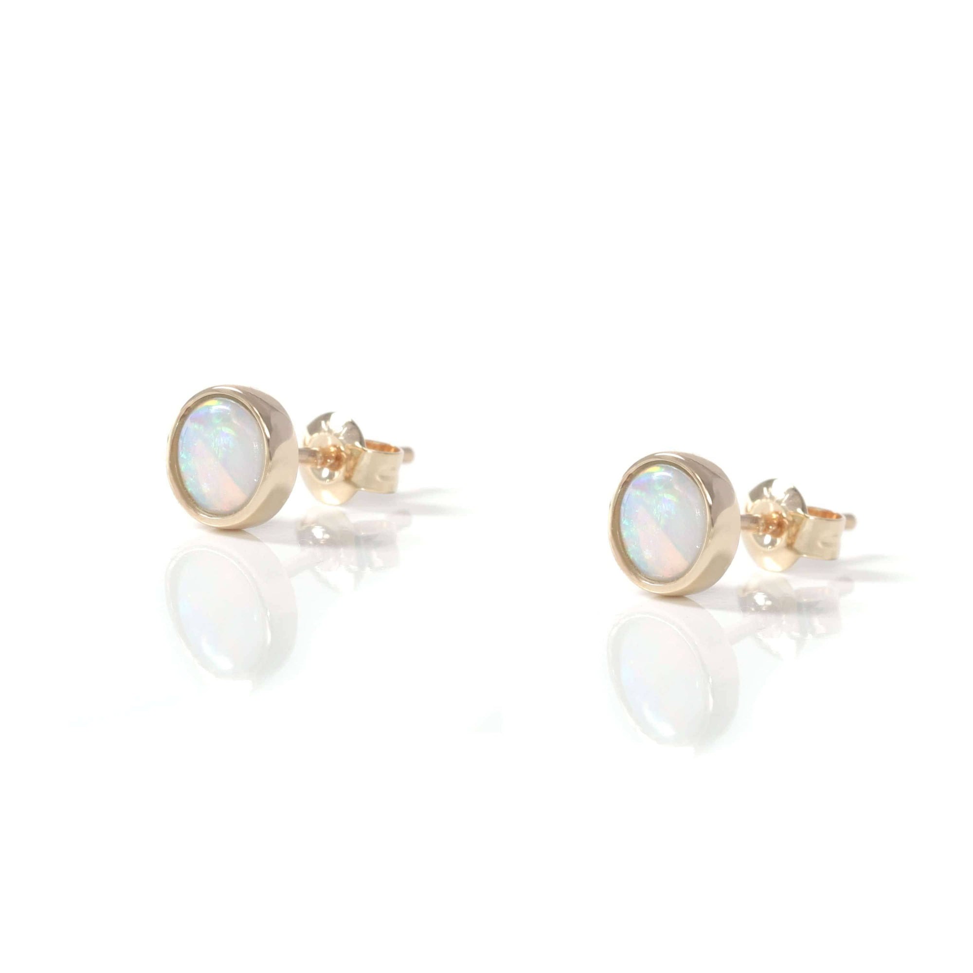 Baikalla Jewelry Gold Opal Earrings Baikalla™ 14k White Gold Natural Australian Light Opal Bezel Set Earrings