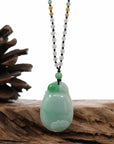 Baikalla Jewelry Jade Pendant Necklace Genuine Green Jadeite Jade Good Luck Ruyi Pendant Necklace With Real Jadeite Bead Necklace