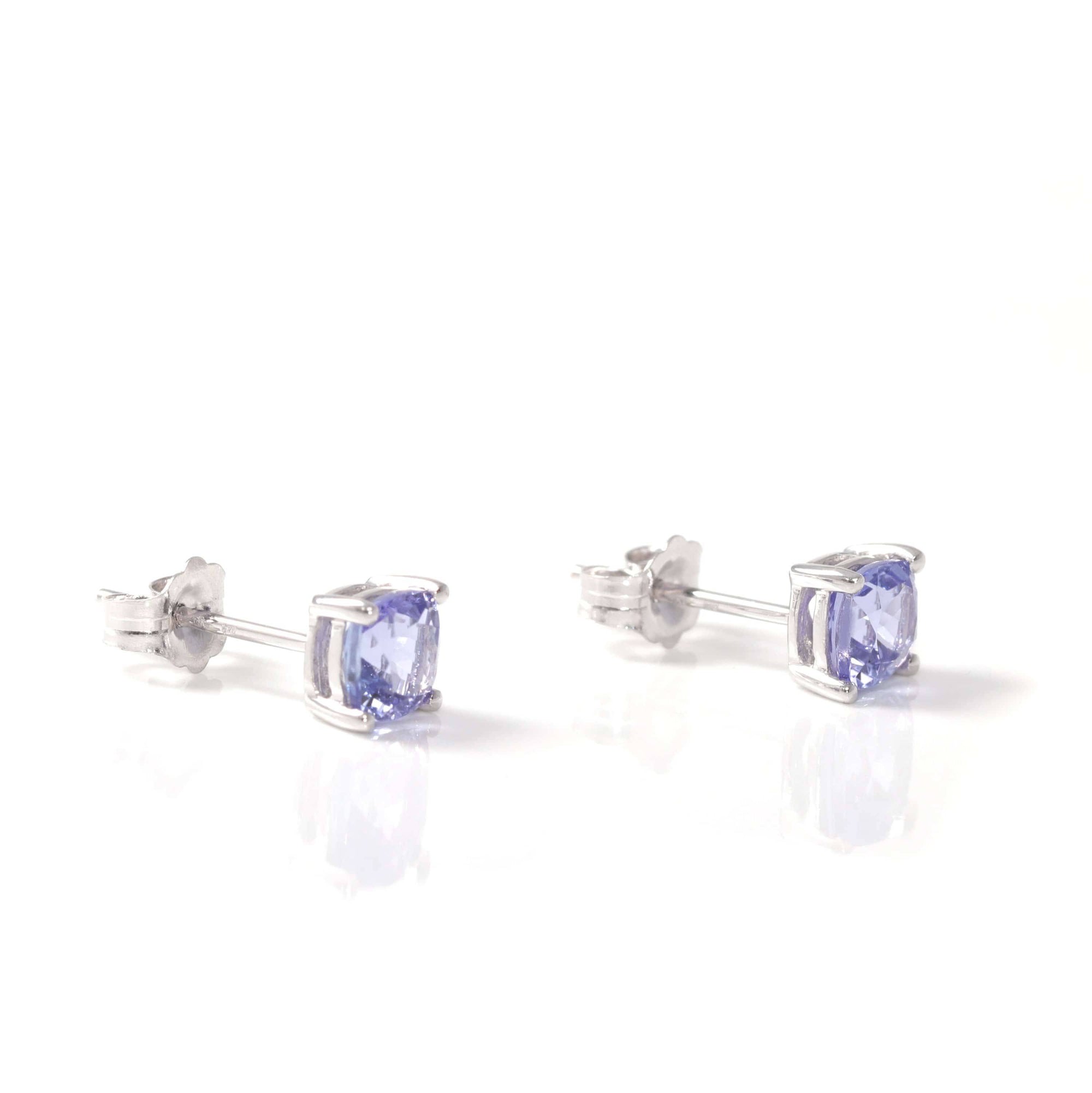 Baikalla Jewelry Gold Gemstone Earrings Purple Tanzanite Baikalla™ 14k White Gold Natural Tanzanite 4 Prong Set Earrings