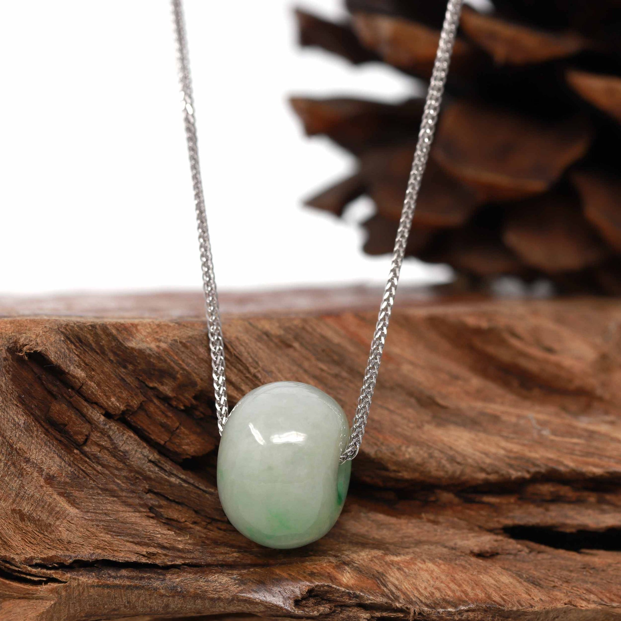 Baikalla Jewelry Jade Pendant Necklace Baikalla™ &quot;Good Luck Button&quot; Necklace Real Rich Green Jade Lucky KouKou Pendant Necklace