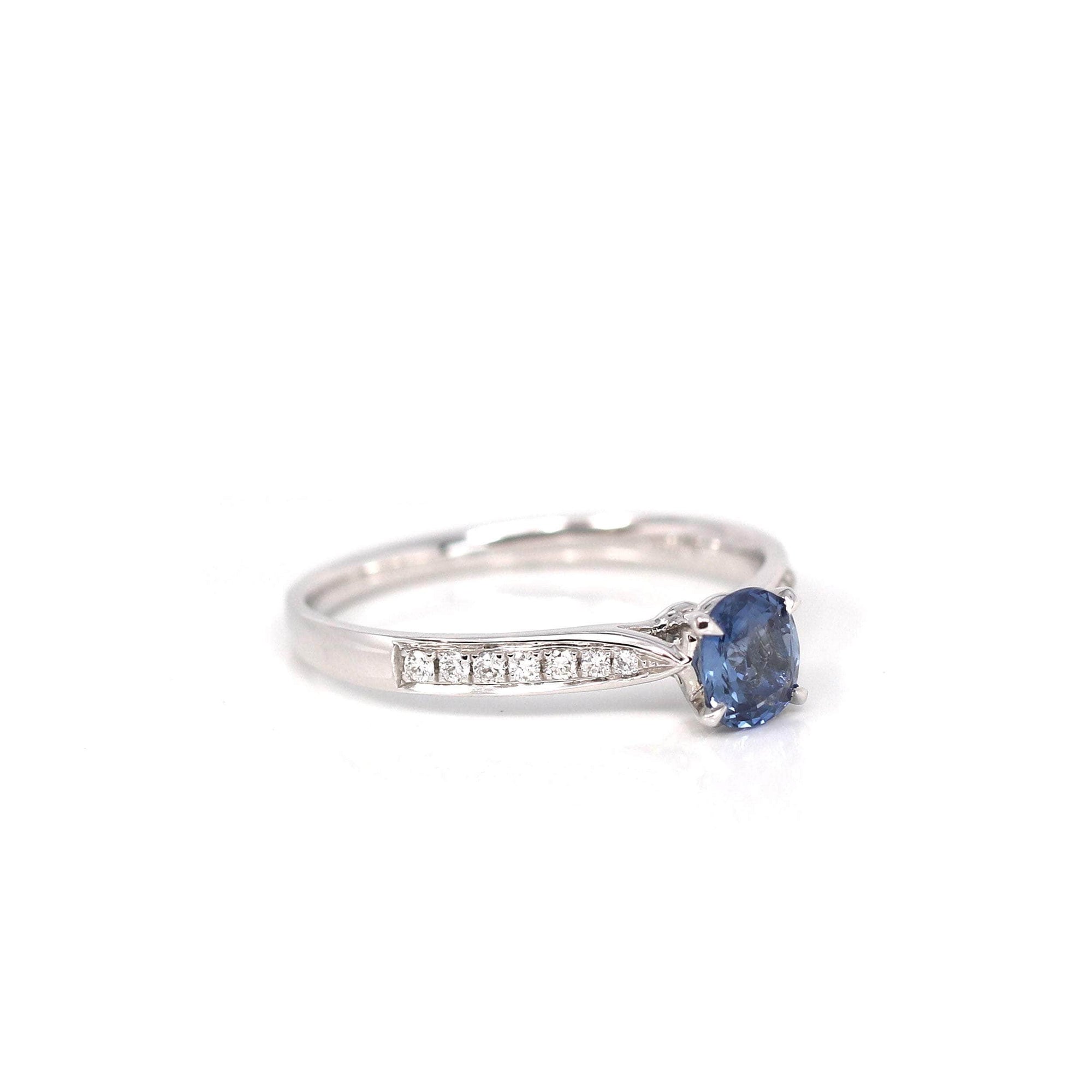 Baikalla Jewelry Gold Sapphire Ring 18k White Gold Natural Blue Sapphire Ring with Diamonds