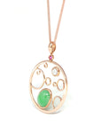 Baikalla Jewelry 18k Gold Jadeite Necklace Baikalla™ "Bubble Collection" 18k Rose Gold Genuine Burmese Jadeite Necklace With Diamonds