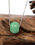 Baikalla Jewelry Jade Pendant Necklace Baikalla™ "Good Luck Button" Necklace Real Vibrant Green Jade Lucky TongTong Pendant Necklace