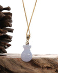 Baikalla Jewelry Jade Pendant Natural Ice Lavender Jadeite Jade Lucky Money Sack Necklace With 14k Yellow Gold Bail