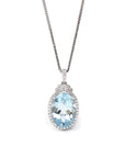 Baikalla Jewelry Gold Aquamarine 14k White Gold Natural Oval Aquamarine Necklace With Diamond