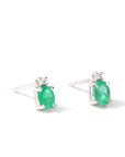 Baikalla Jewelry Gold Gemstone Earrings Baikalla™ 14k Classic White Gold Natural Emerald Dangle Earrings w/Diamonds