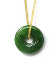 Baikalla Jewelry Jade Pendant Necklace Genuine HeTian Nephrite Green Jade Lucky KouKou Circle Pendant Necklace