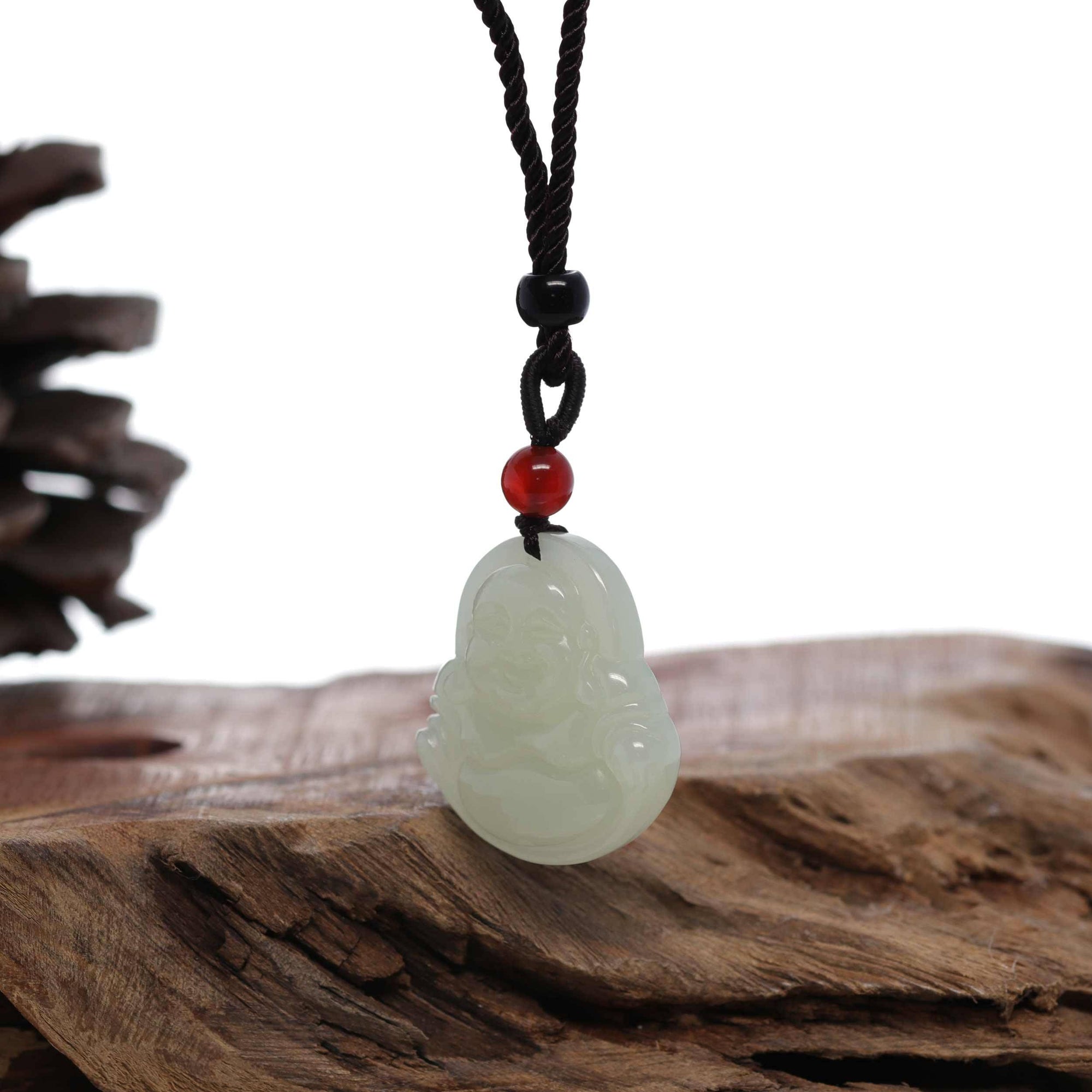 Baikalla Jewelry Jade Pendant Necklace Baikalla™ "Goddess of Compassion Buddha" Genuine White Jade Pendant Necklace