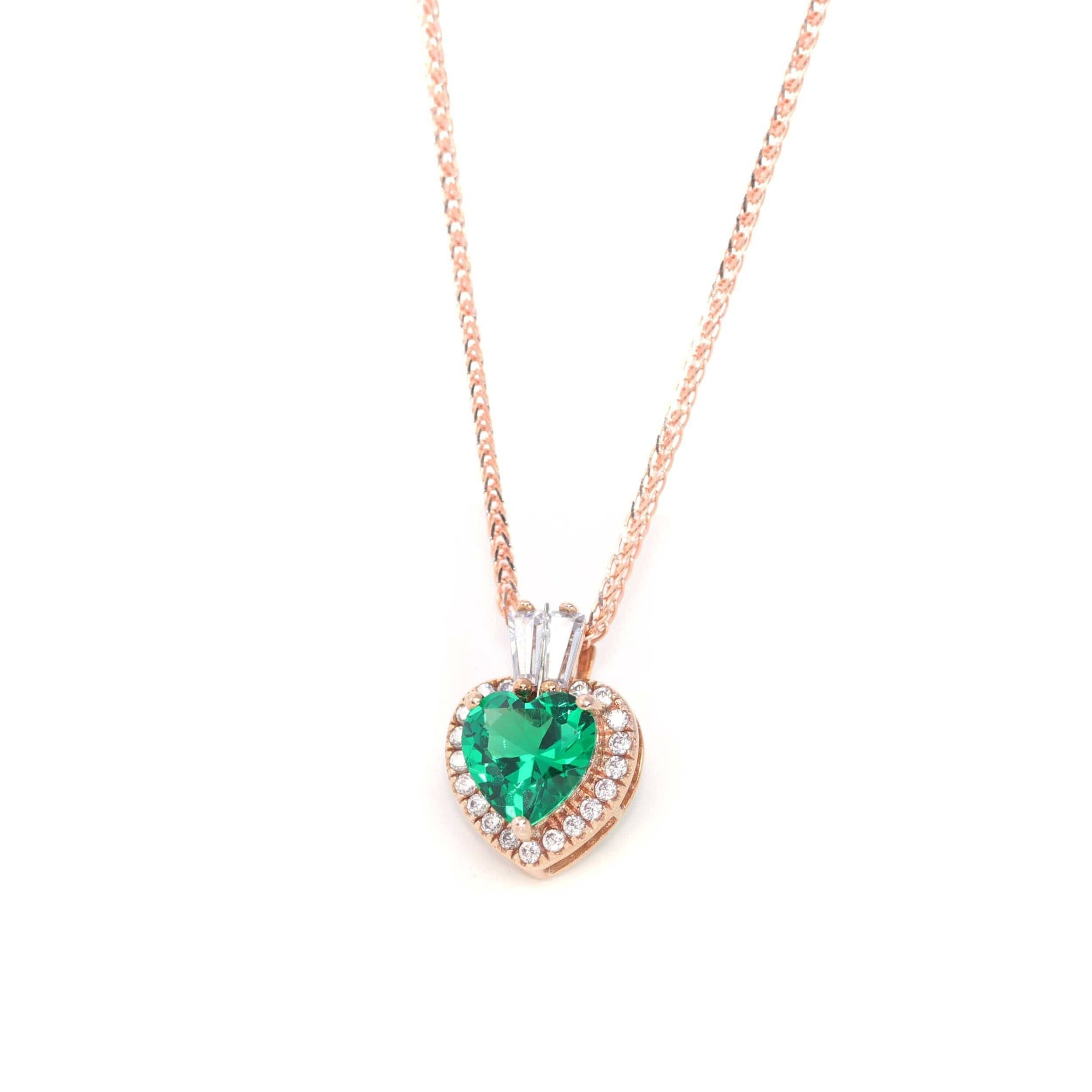 Baikalla Jewelry Emerald Pendant Necklace 18k Rose Gold  Lab. Created Emerald & CZ Pendant Necklace