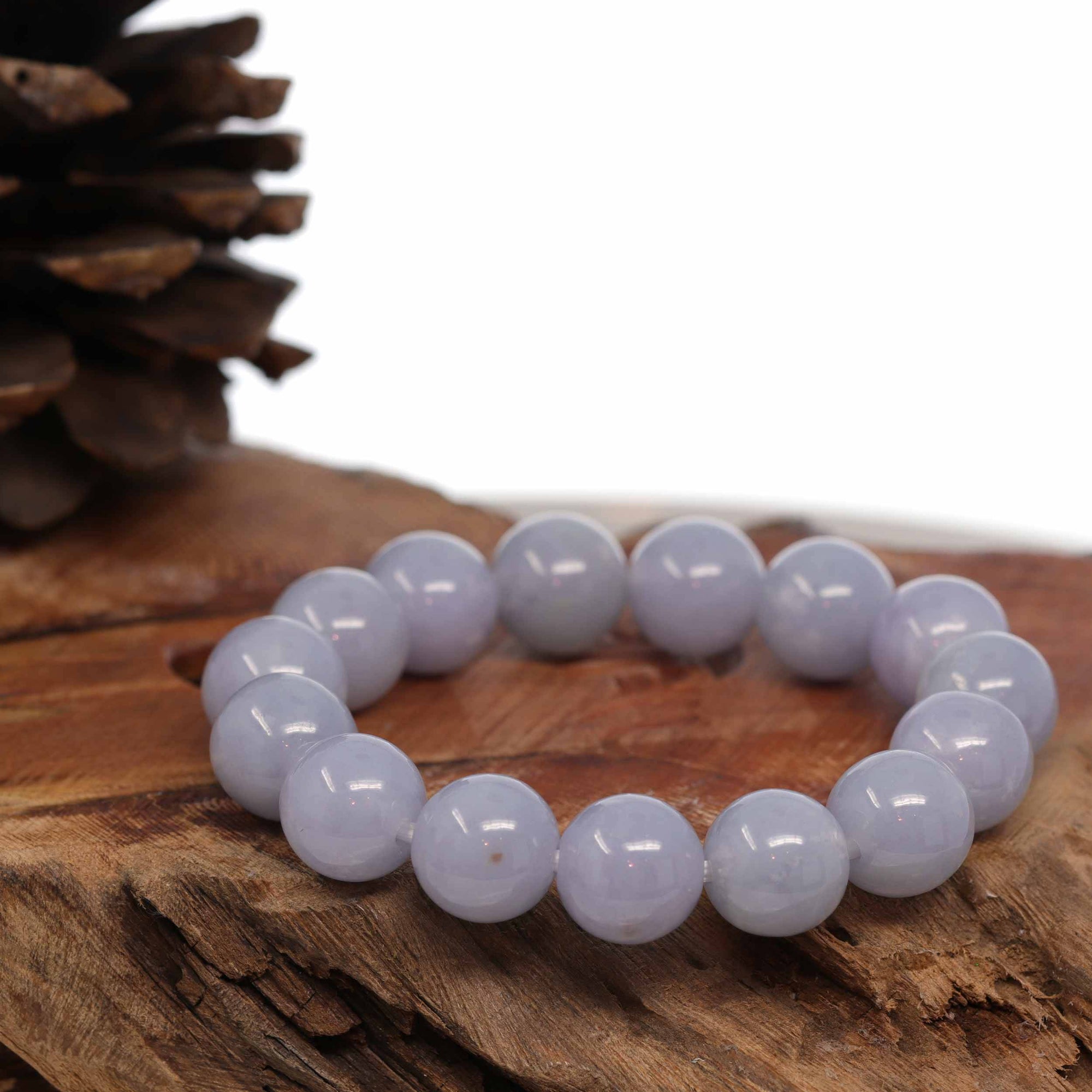 Baikalla Jewelry jade beads bracelet Jadeite Jade 13mm Round Purple Lavender Beads Bracelet ( 13 mm ) For Men