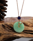 Baikalla Jewelry Gold Jadeite Pendant 18k Rose Gold Genuine Burmese Jadeite Constellation (Scorpio) Necklace Pendant with Lapis Bail