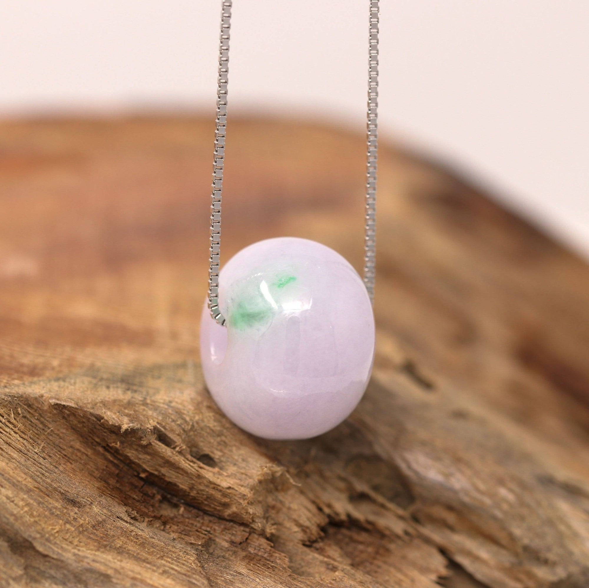 Baikalla Jewelry Jade Pendant Necklace Baikalla™ "Good Luck Button" Necklace Real Lavender Jade Lucky KouKou Pendant Necklace