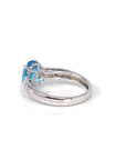 Baikalla Jewelry Gold Topaz Ring 14k White Gold Genuine Swiss Blue Topaz Ring with Diamonds