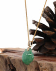 Baikalla Jewelry Jade Pendant 14k Yellow Gold Natural Jadeite Jade "Longevity Peach" Shou Tao Necklace