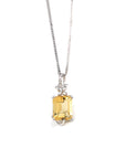 Baikalla Jewelry Gemstone Pendant Necklace 18k White Gold Genuine Citrine & Diamonds Pendant Necklace with Diamond