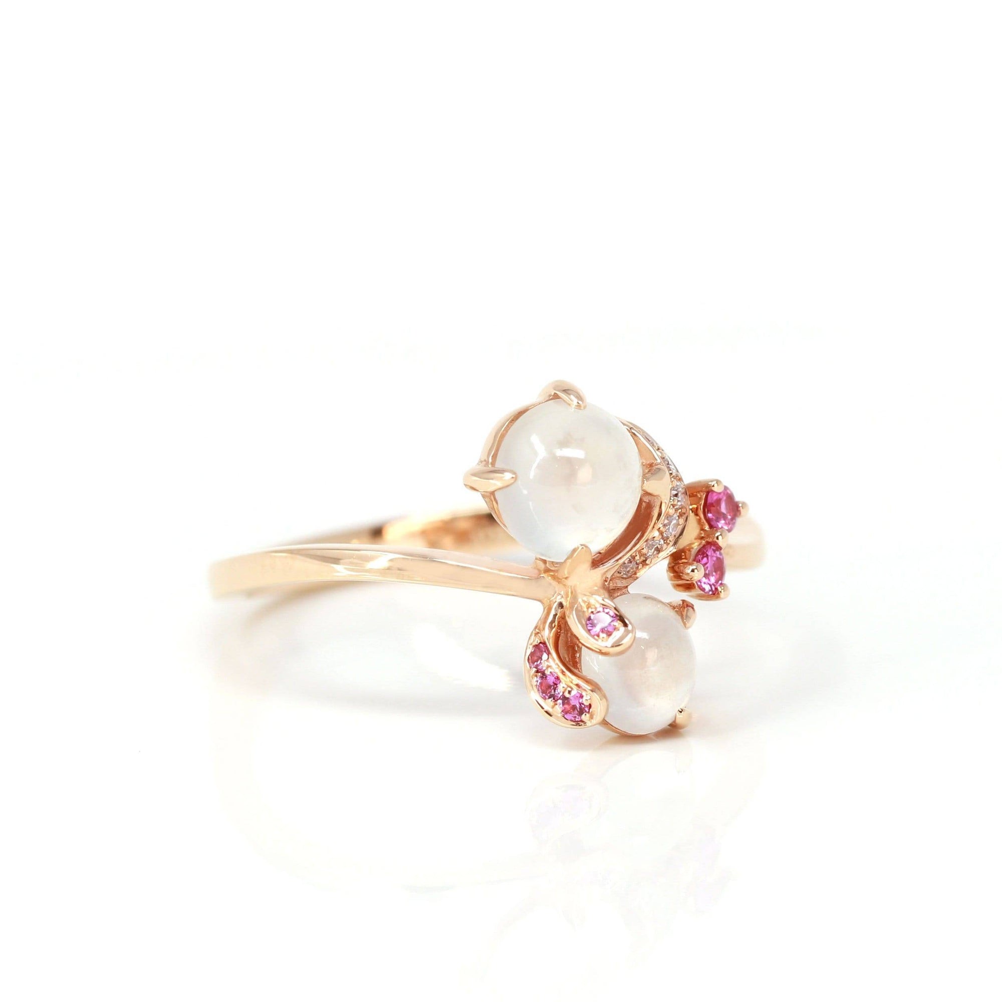 Baikalla Jewelry Jadeite Engagement Ring Baikalla™ "Amelie" 18k Rose Gold Natural Ice Jadeite Engagement Ring With Diamonds