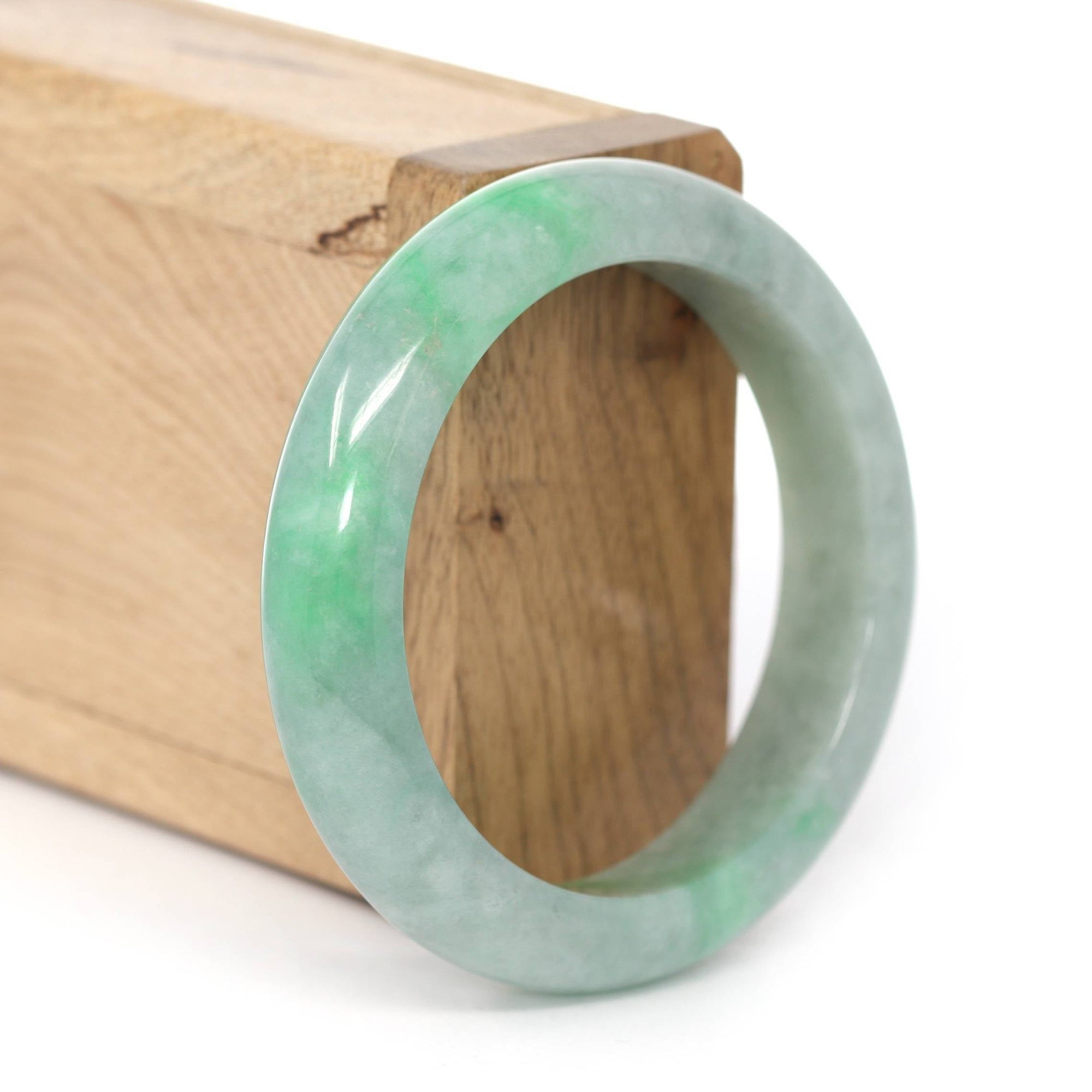 Baikalla Jewelry Jadeite Jade Bangle Bracelet Baikalla &quot;Classic Bangle&quot; Apple Green Natural Burmese Jadeite Jade Bangle ( 53.81mm ) 