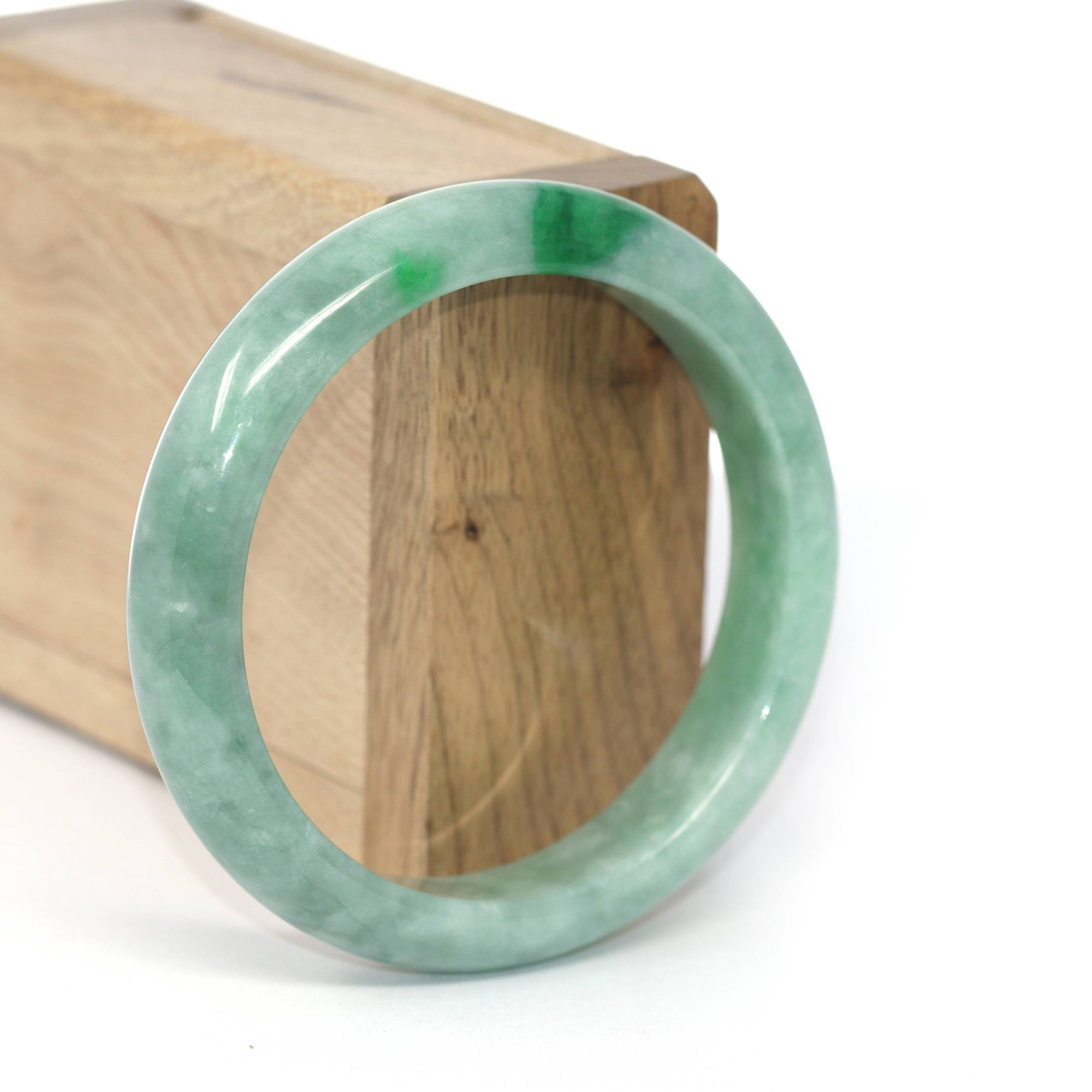 Baikalla Jewelry Jadeite Jade Bangle Bracelet Genuine Burmese Forest Green Jadeite Jade Bangle Bracelet (58.3 mm) #257