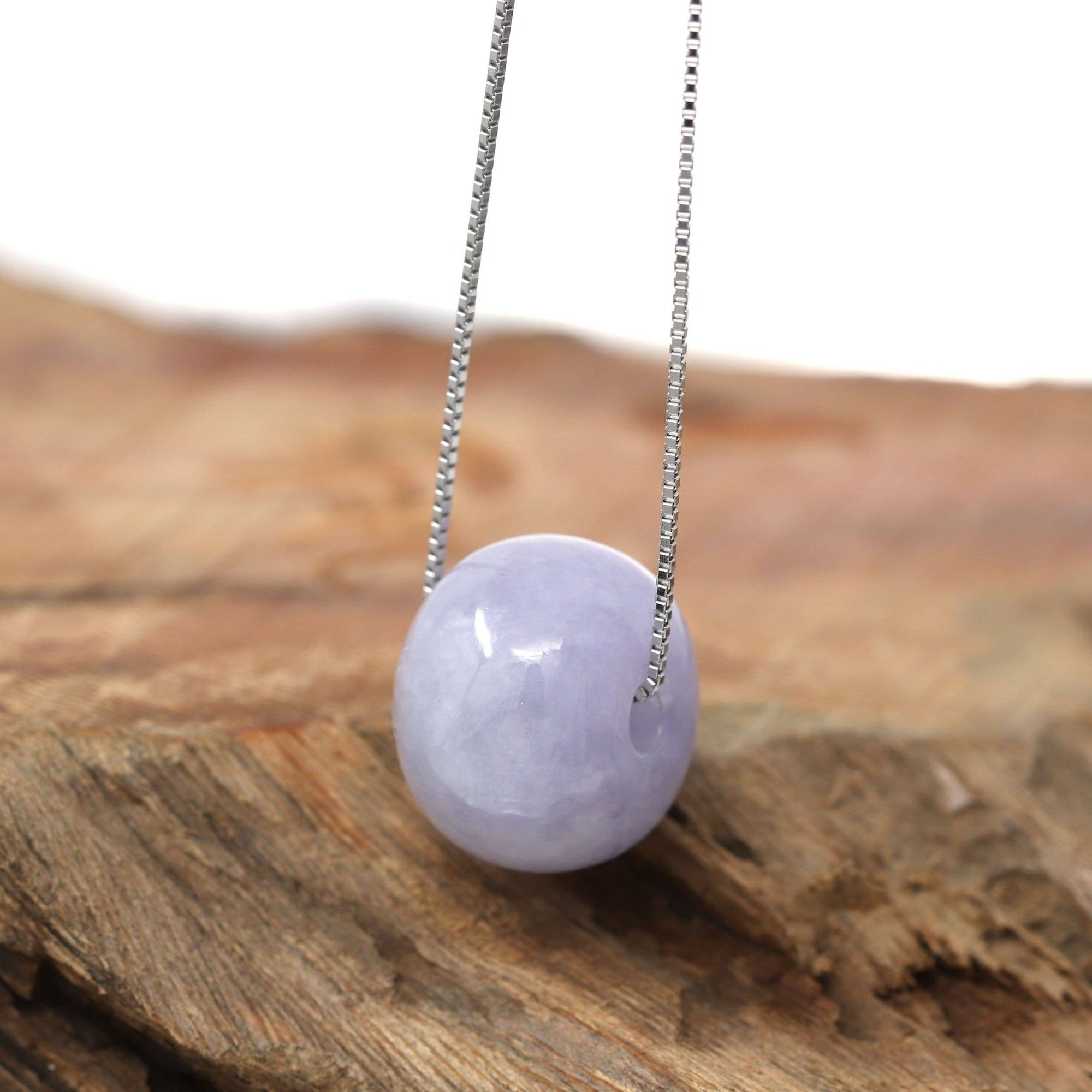 Baikalla Jewelry Jade Pendant Necklace Baikalla™ "Good Luck Button" Necklace Real Lavender Jade Lucky KouKou Pendant Necklace