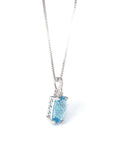 Baikalla Jewelry Gemstone Pendant Necklace Swiss Blue Topaz Baikalla™ 14k White Gold Natural Topaz Prong Set Necklace With Diamonds