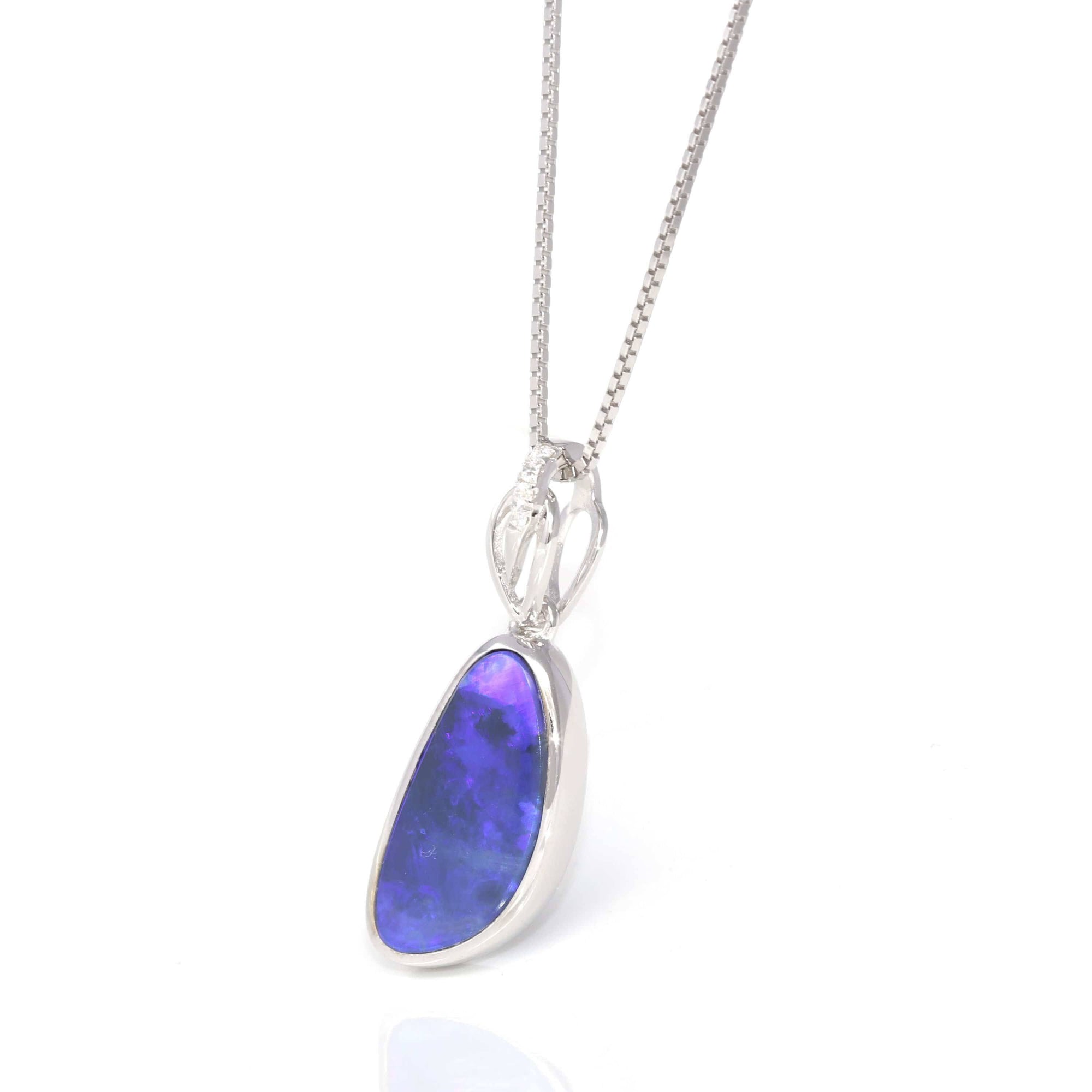 Baikalla Jewelry Gemstone Pendant Necklace Opal Baikalla™ Sterling Silver Freeform Australian Blue Opal Bezel Set Necklace